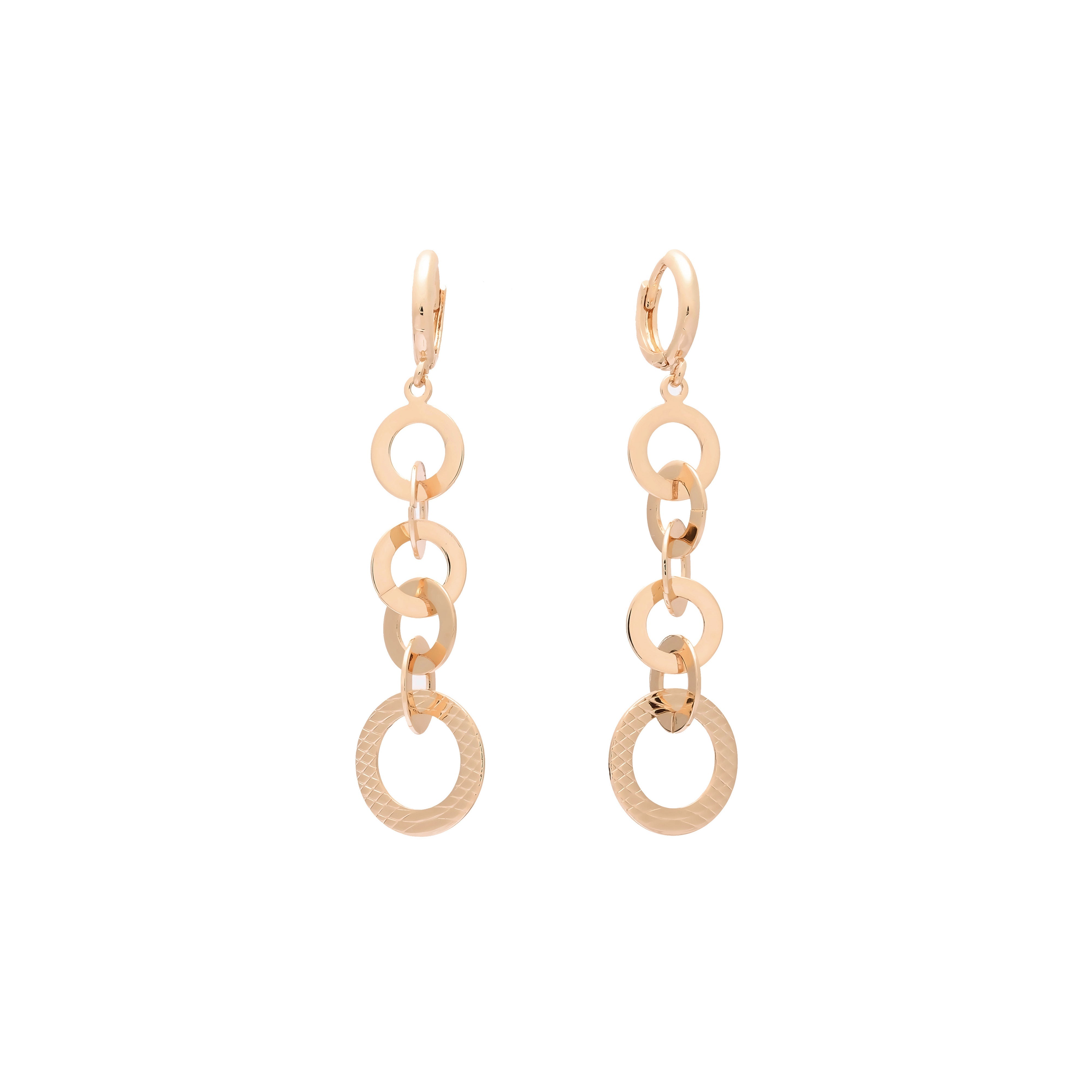 Aretes colgantes Huggie de disco Holo en colores de baño de Oro 14K, oro de 18 quilates y oro rosa