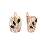 Rose Gold two tone earrings with White stone