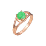 Anillo solitario verde oro rosa