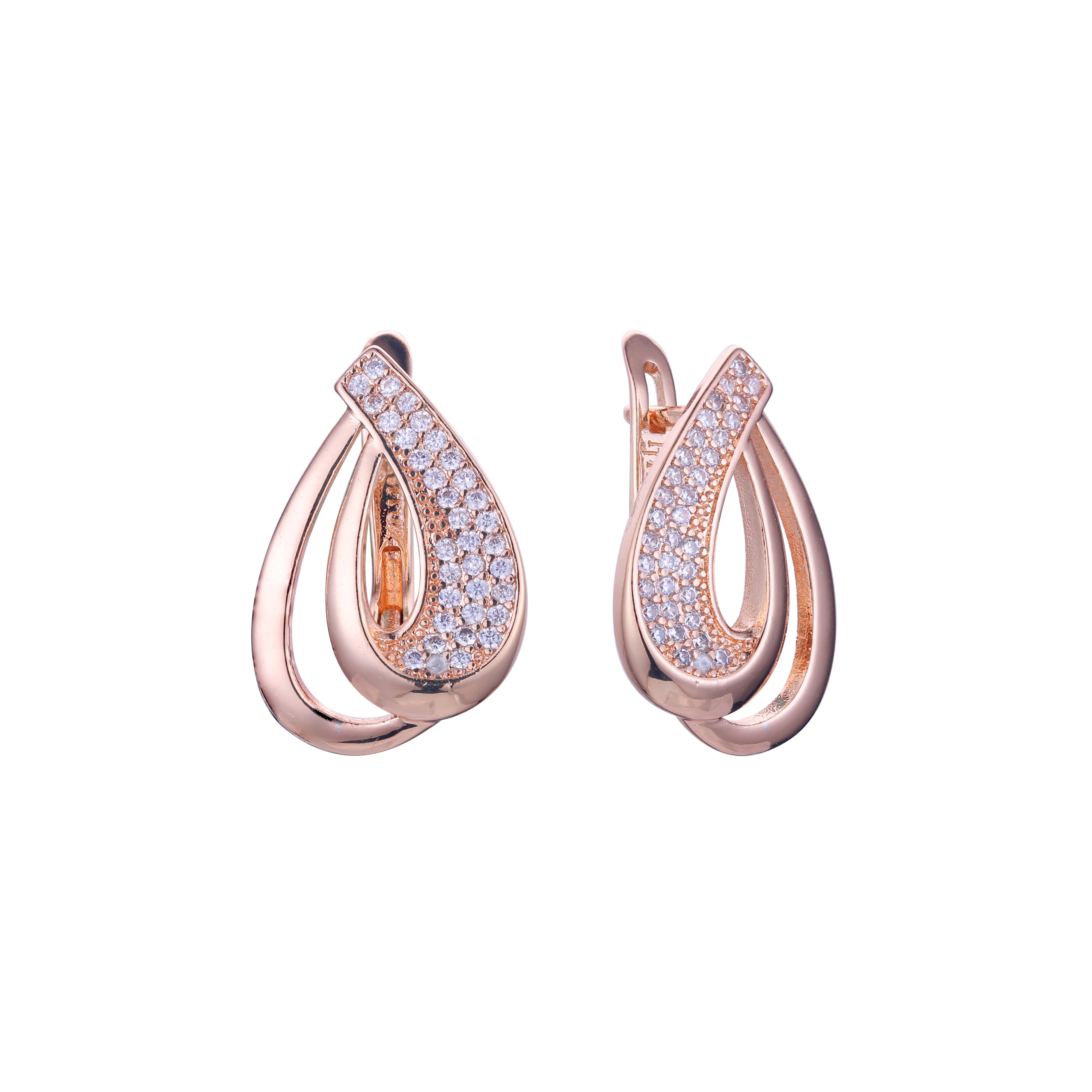 Aretes de racimo en Oro de 14K, Oro Rosa, baño de dos colores