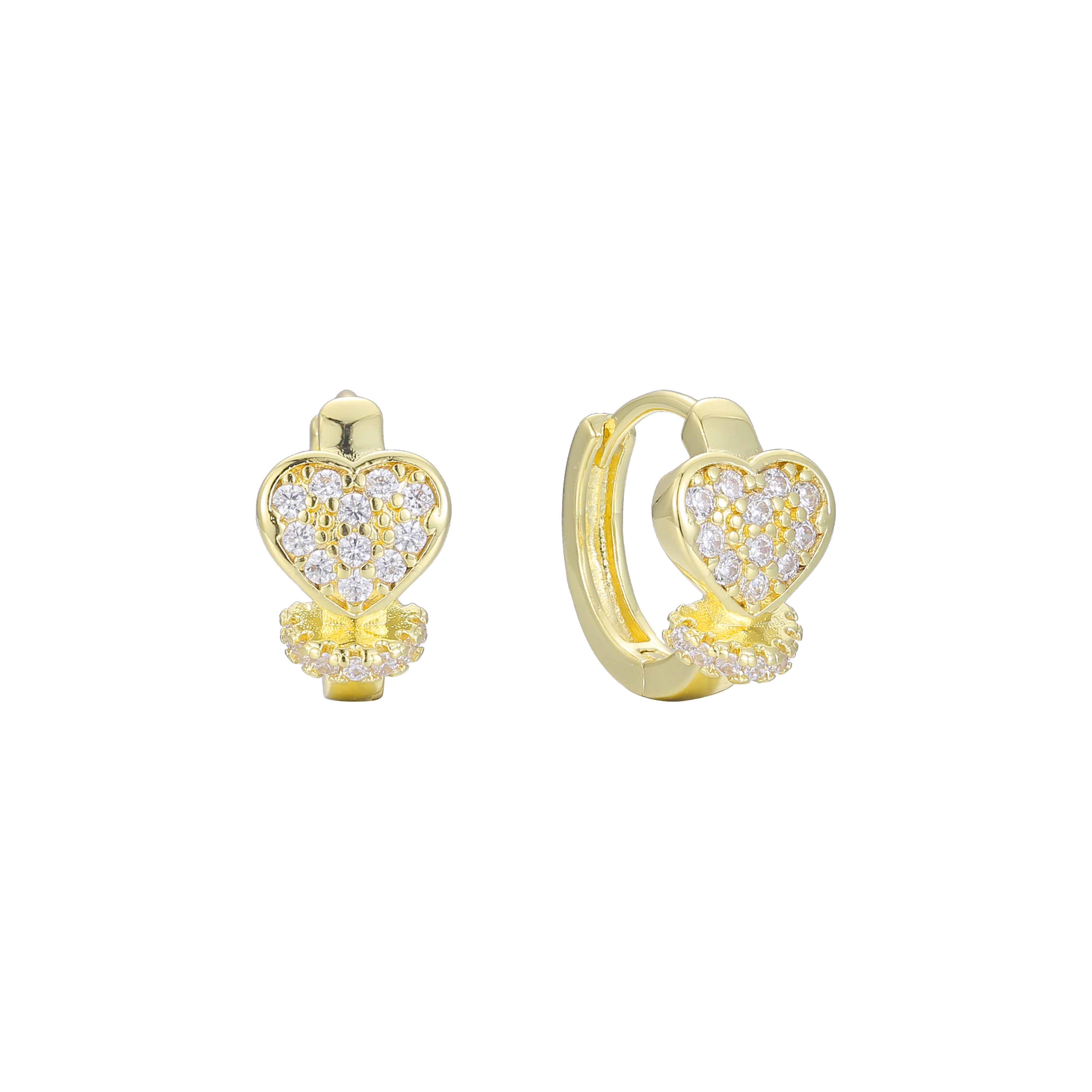 Pendientes huggie de oro de 14 quilates con racimo de corazones