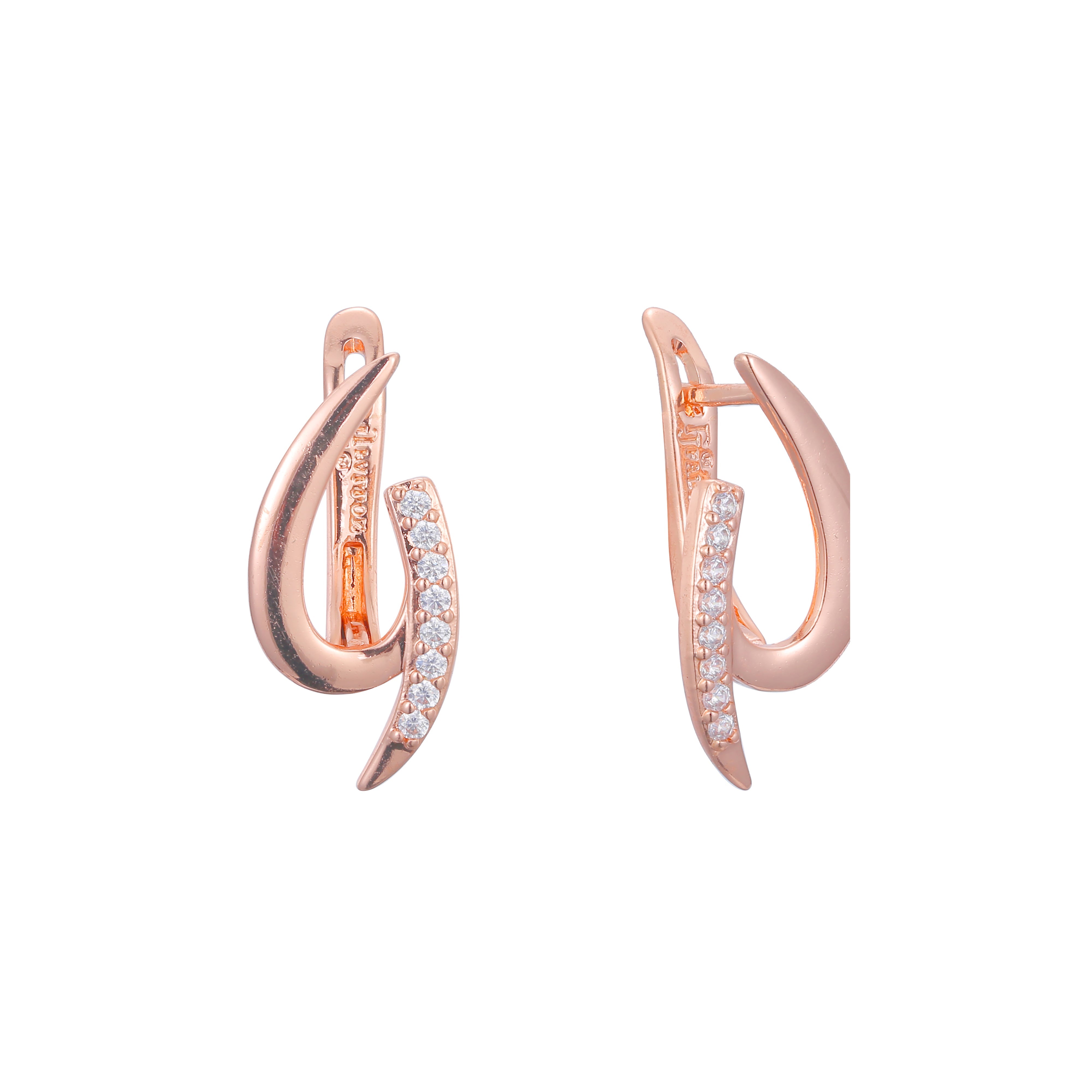 Aretes en Oro 14K, Oro Rosa, baño en dos tonos