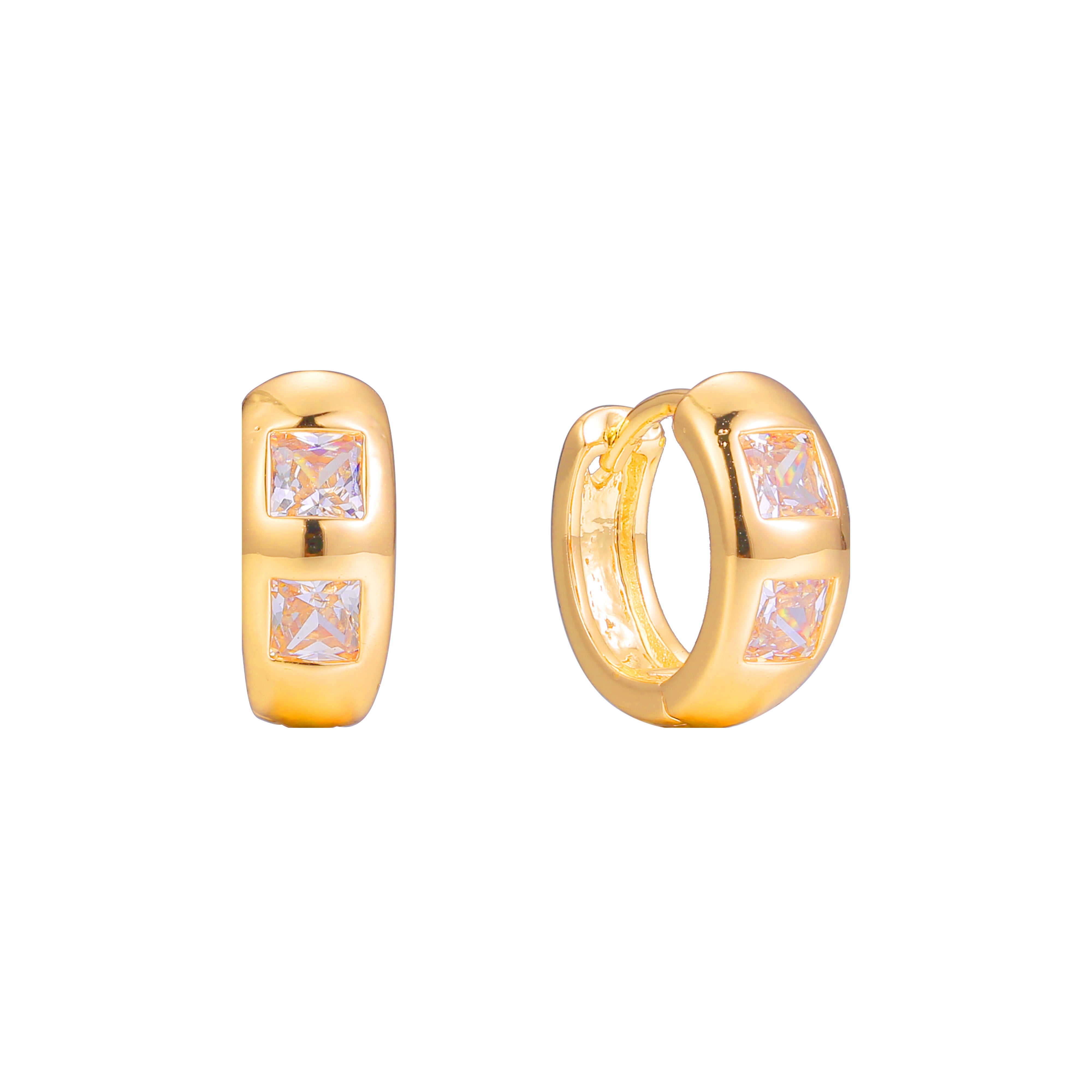 Pendientes Huggie en Oro de 14K, Oro de 18K, Baño de Oro Rosa colores