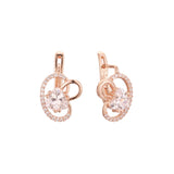 Cluster heart CZ paved white CZs 14K Gold, Rose Gold earrings