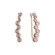 Tall strings of white CZs Rose Gold crawler earrings