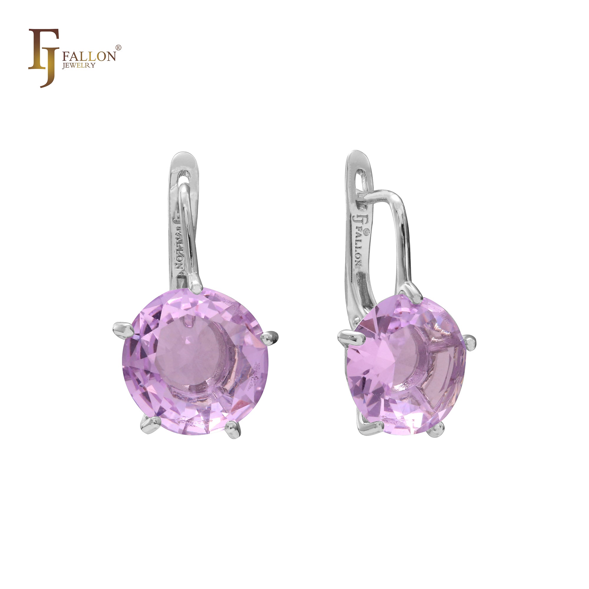 Solitaire big round CZ 14K Gold, Rose Gold earrings