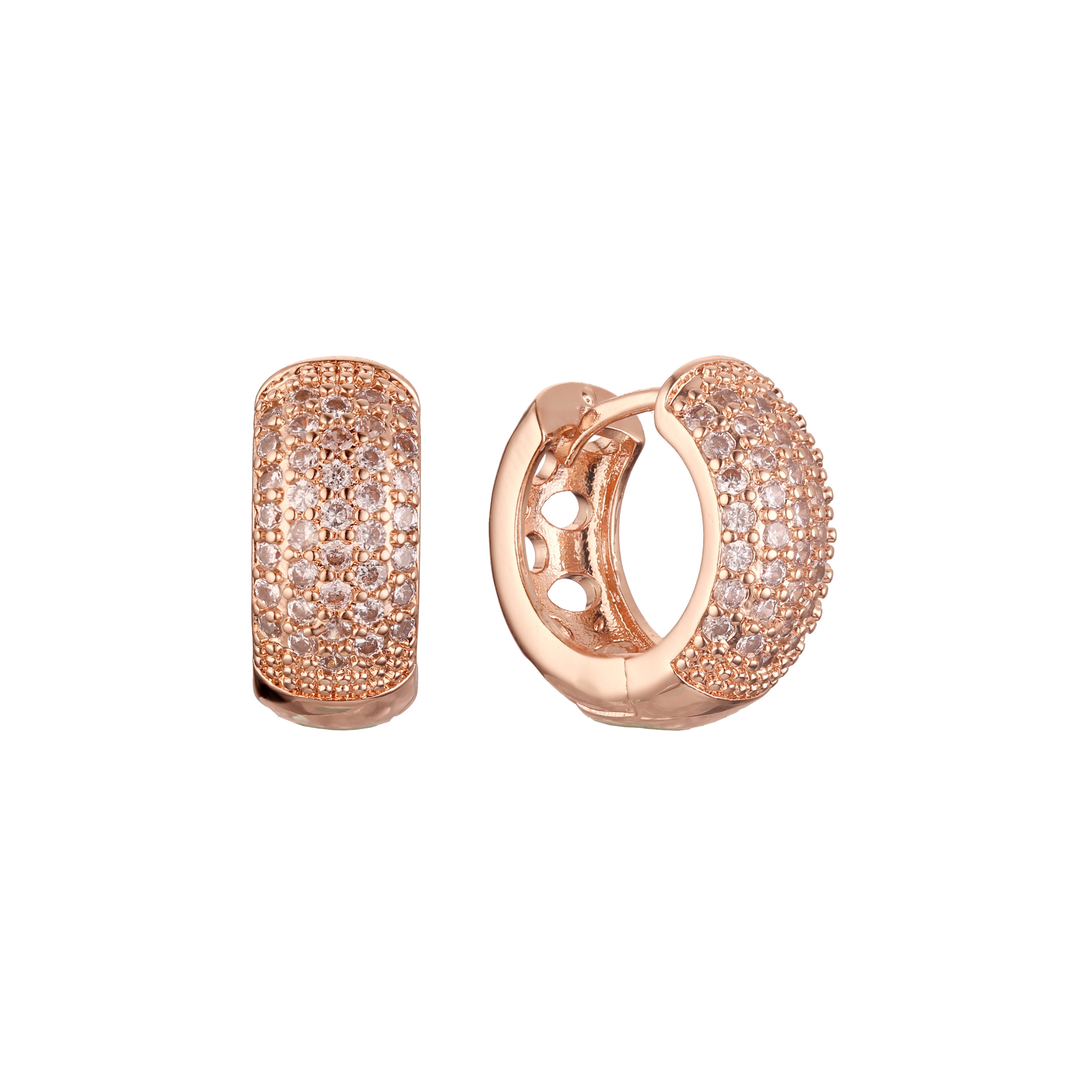 Aretes Huggie en Oro de 14K, baño de Oro Rosa colores