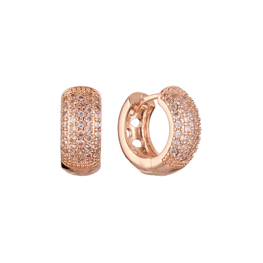 Aretes Huggie en Oro de 14K, baño de Oro Rosa colores