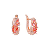 Cluster red earrings in 14K Gold, Rose Gold, two tone plating colors