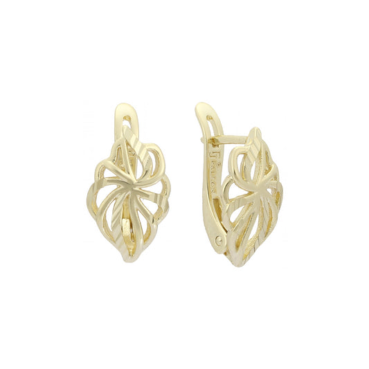 Pendientes Hojas en Oro de 14K, baño de Oro Rosa colores