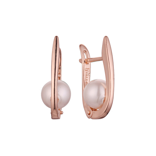 Aretes de Perlas en Oro de 14K, colores baño de Oro Rosa