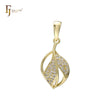 Leaves paved white CZs 14K Gold pendant