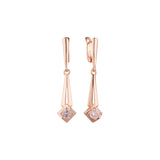 Aretes solitarios en Oro de 14K, Oro Rosa, baño de dos tonos