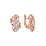 Marquise solitaire earrings in Rose Gold, two tone plating colors