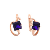 Solitaire Apple squared CZs Rose Gold earrings