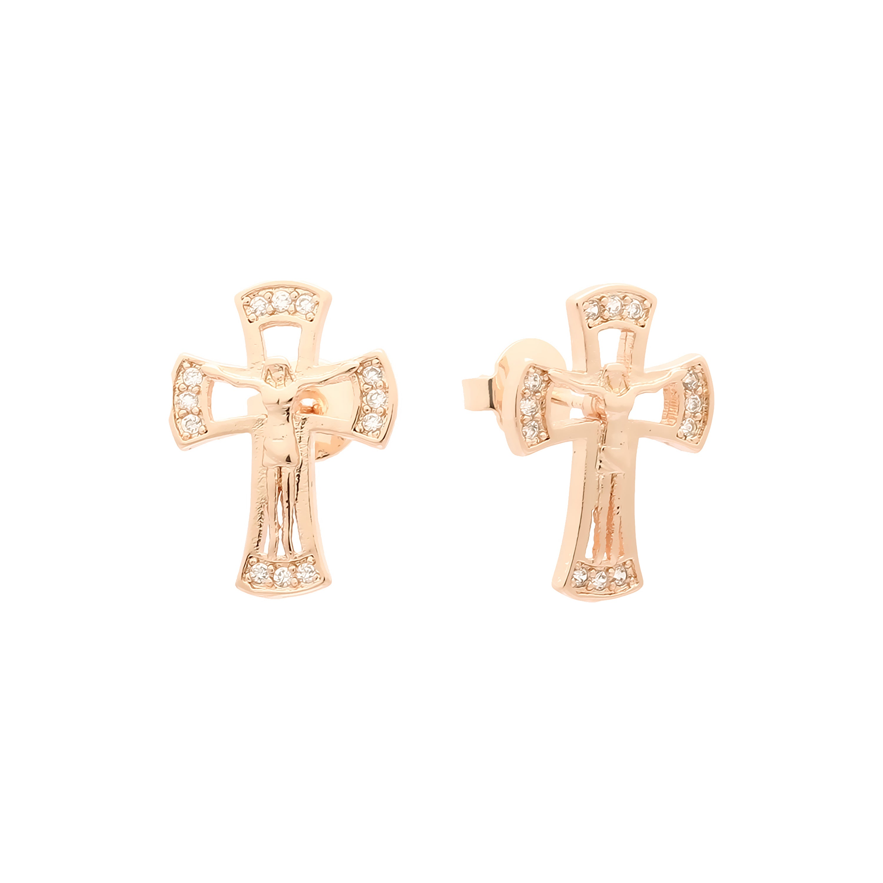 aretes de cruz de oro de 14k