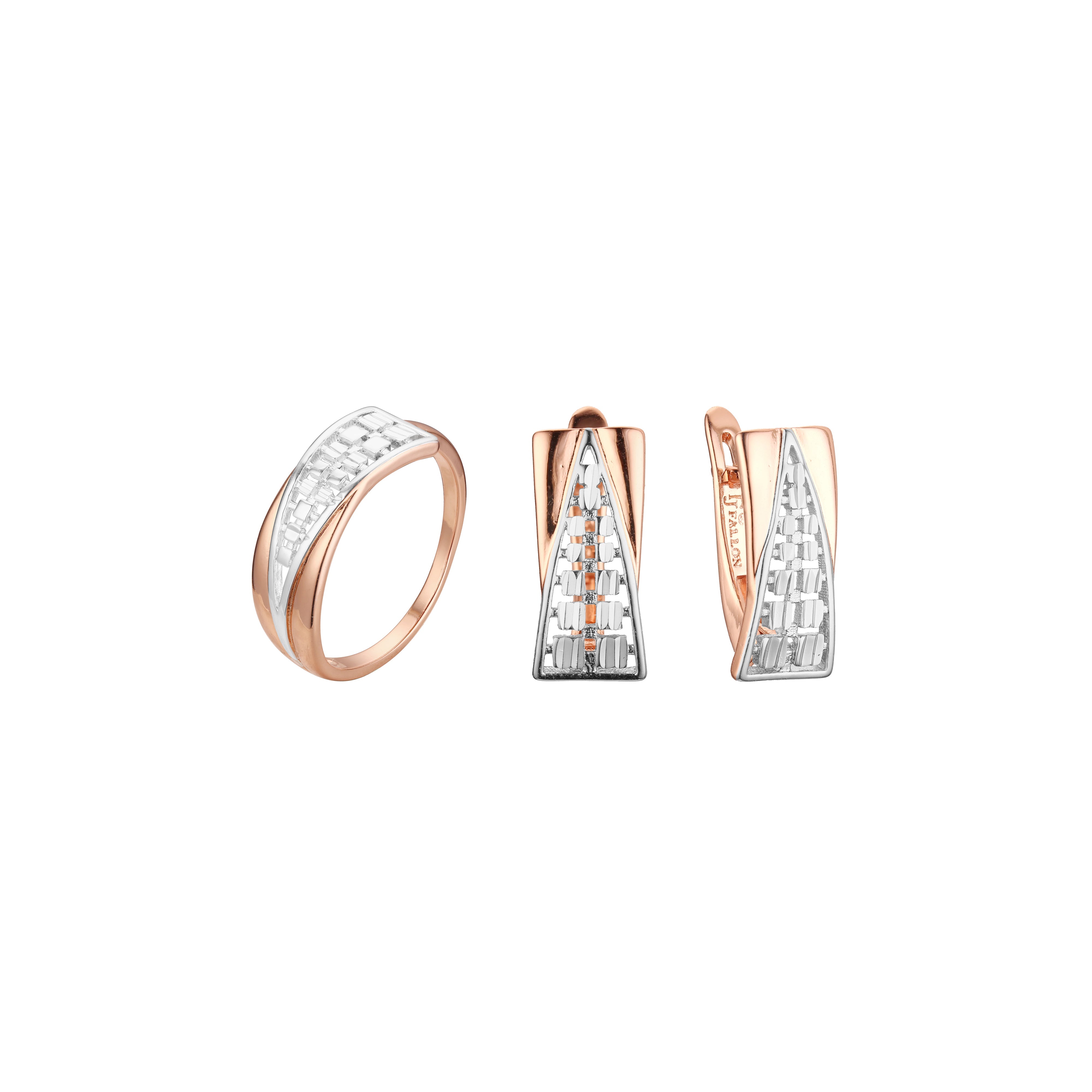 Rose Gold two tone silver triangle set