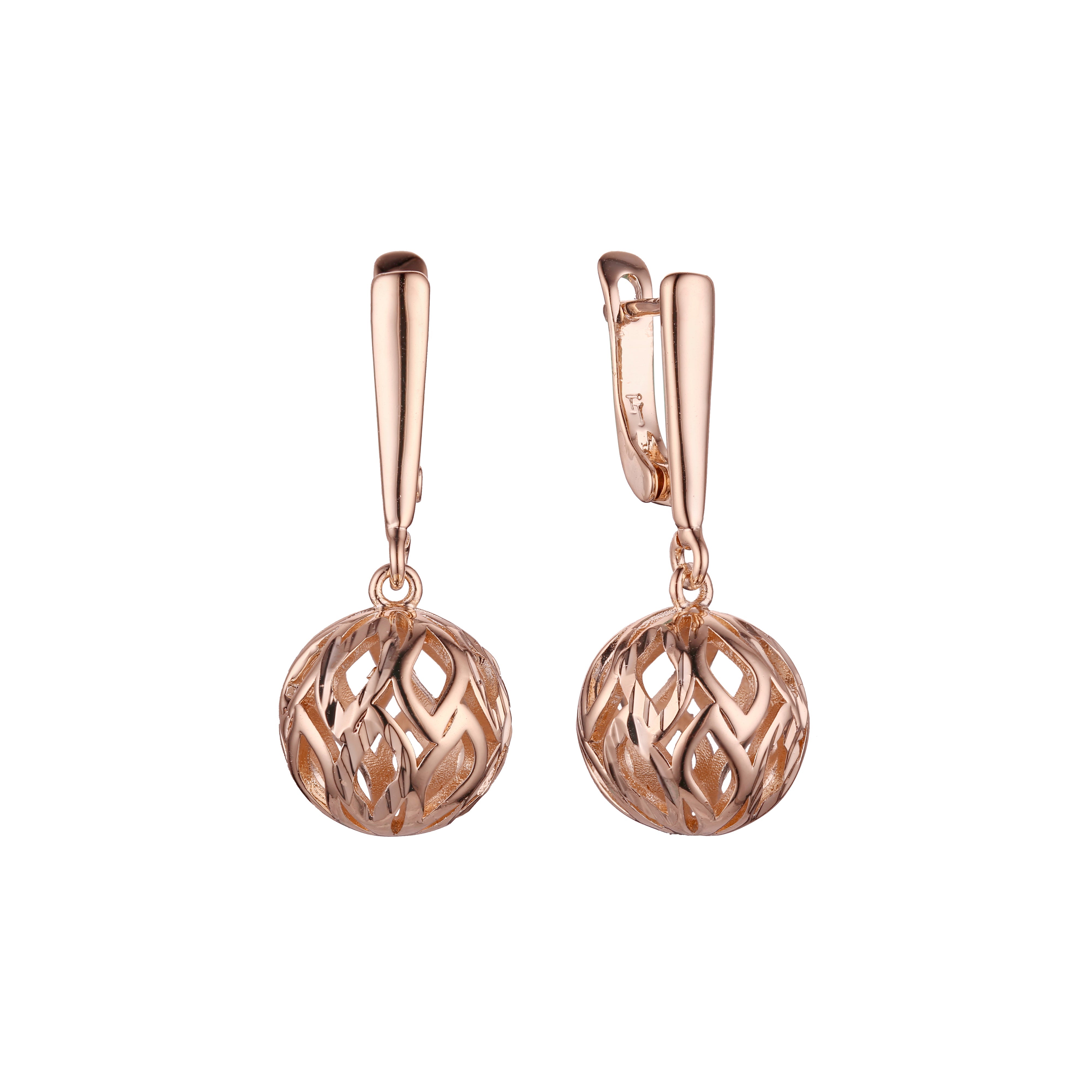 Bead earrings in 14K Gold, Rose Gold plating colors