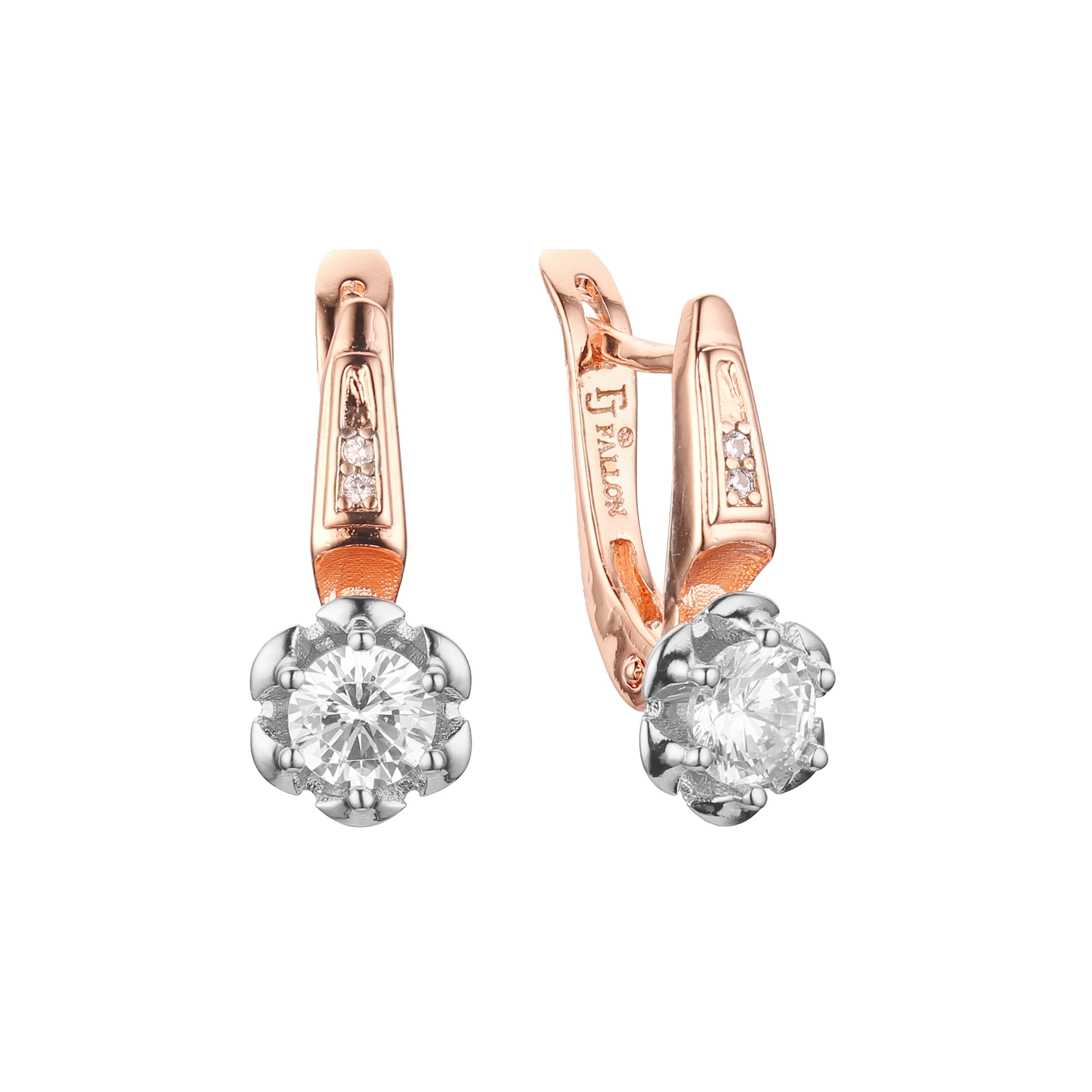 Earrings in 14K Gold, Rose Gold, two tone plating colors