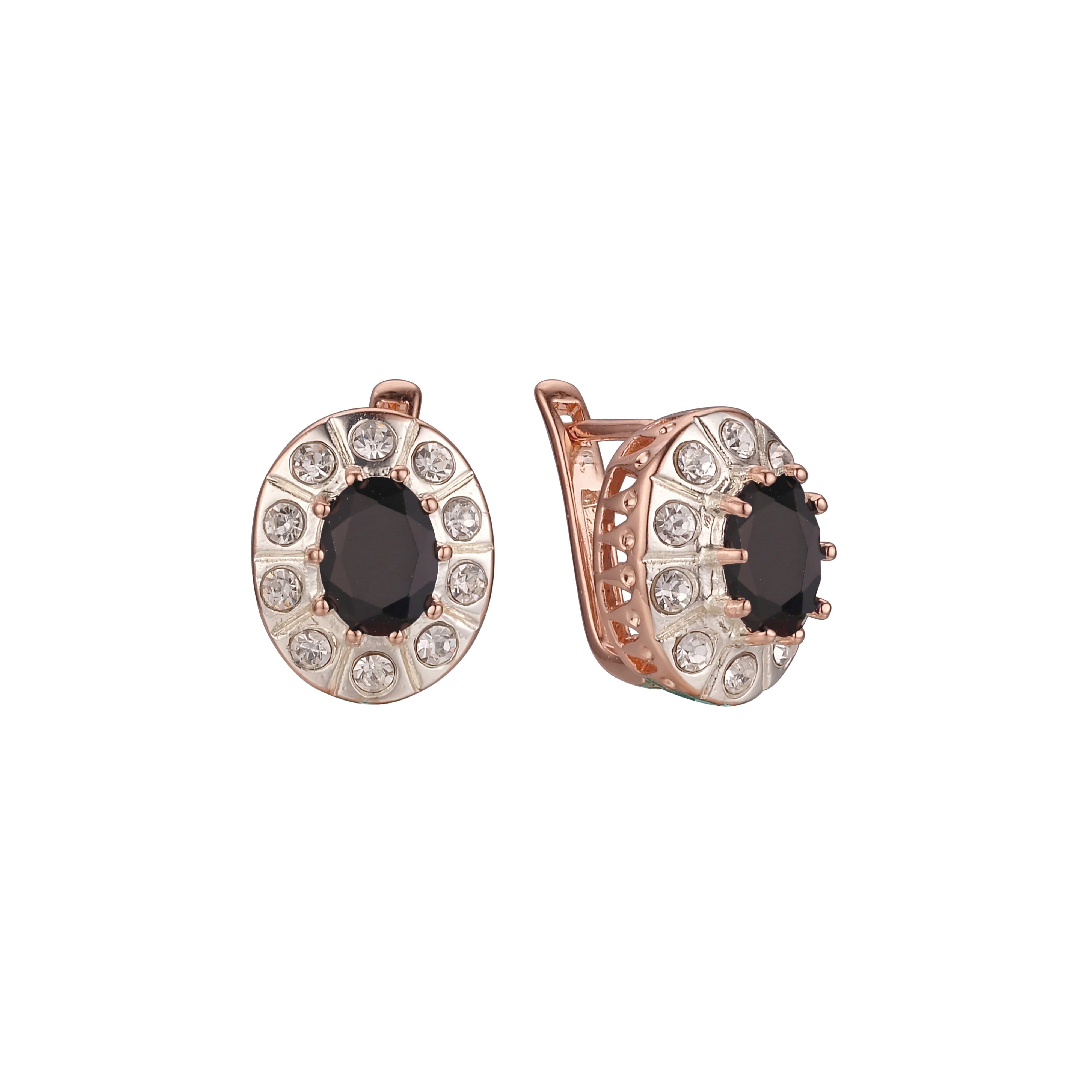 Cluster earrings in Rose Gold, two tone plating colors