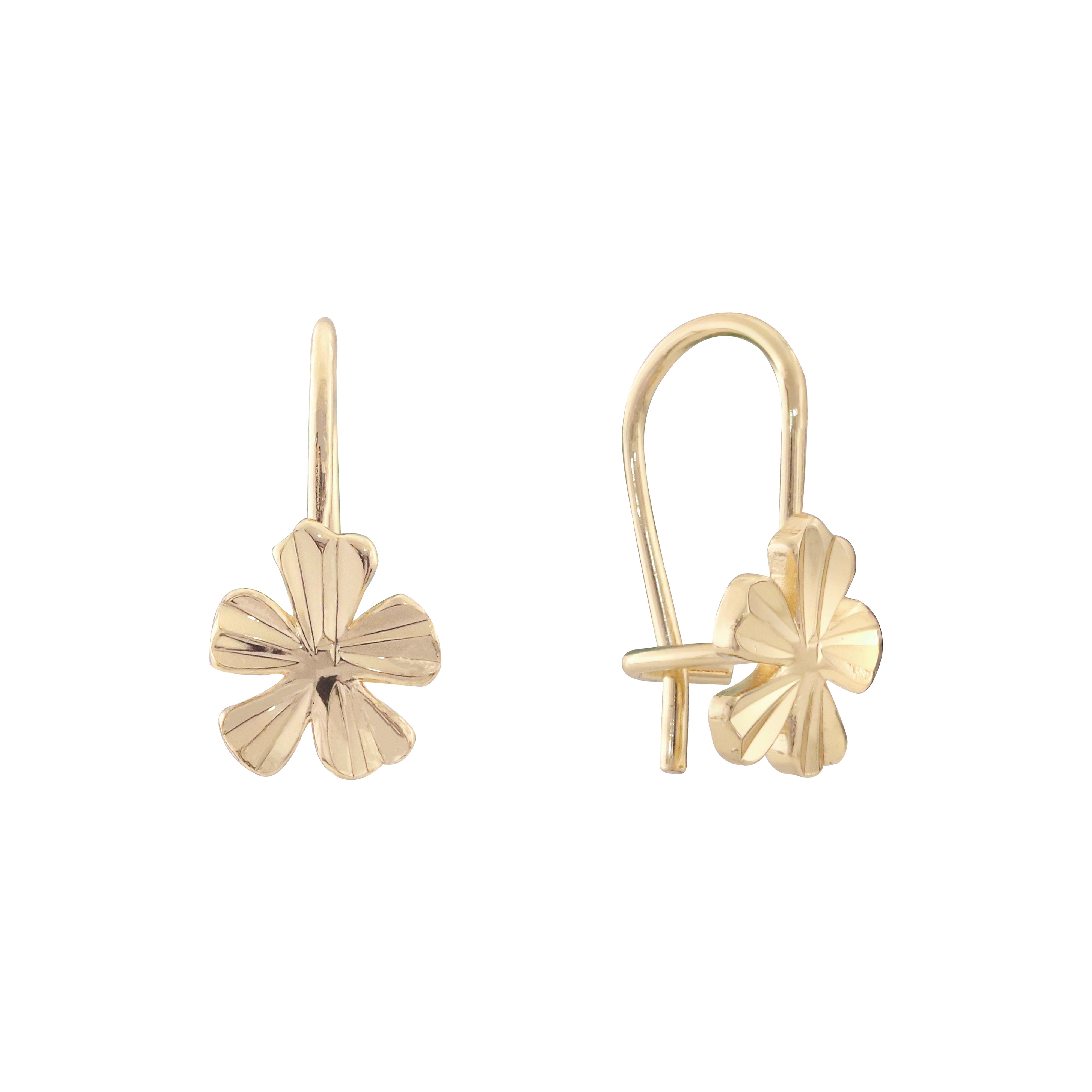 Little flower clover 14K Gold, Rose Gold Earrings