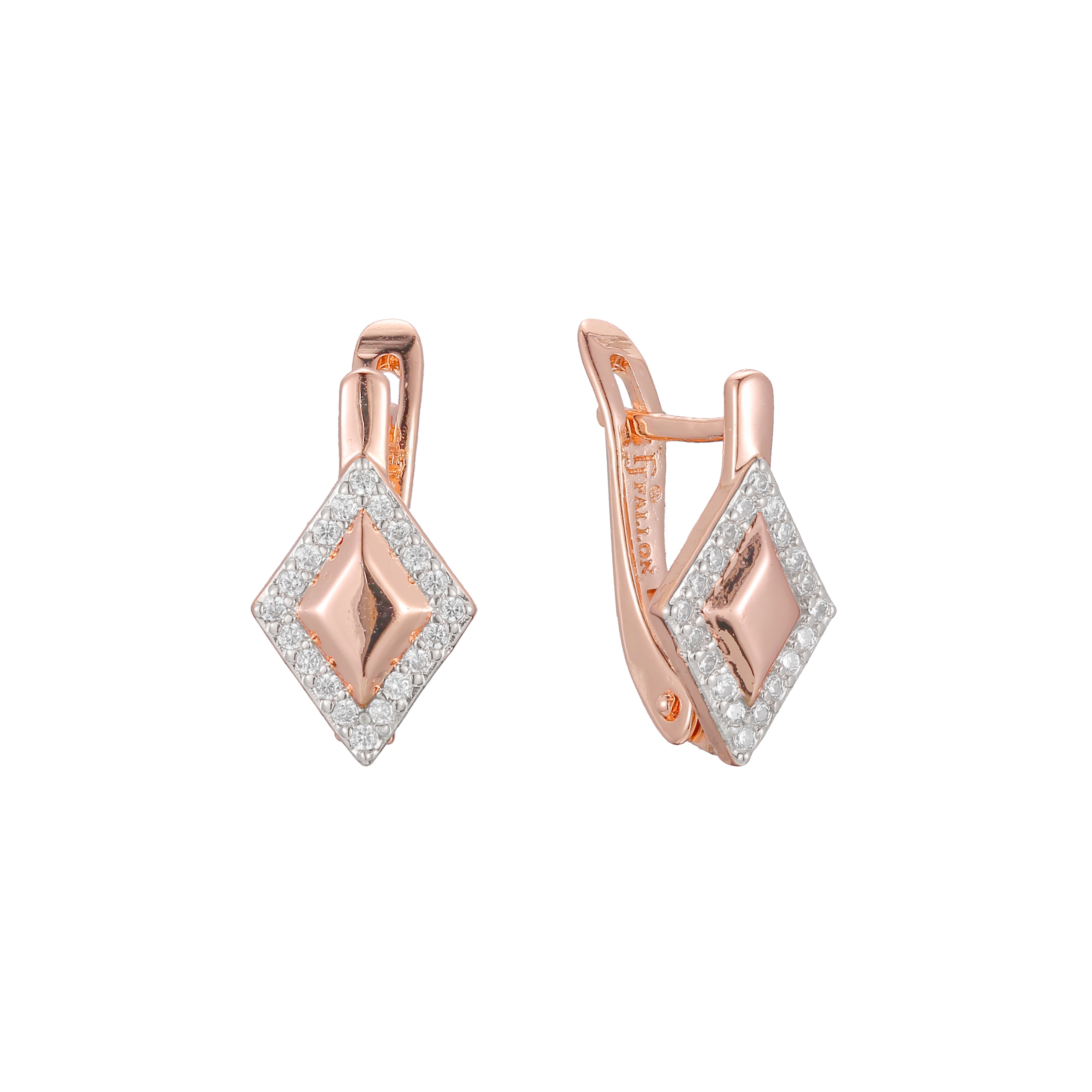 Aretes en Oro 14K, Oro Rosa, baño en dos tonos