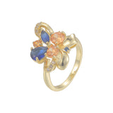 Luxurious cluster colorful CZ ribbon 14K Gold, 18K Gold Fashion Rings