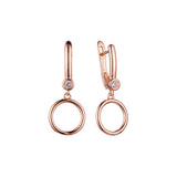 Solitaire circle drop earrings in 14K Gold, Rose Gold plating colors