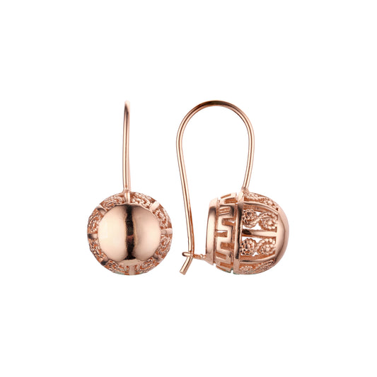 Rose Gold lantern wire hook earrings with beads