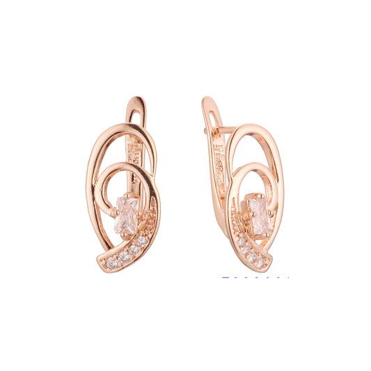 Elegantes aretes solitarios en Oro de 14K, baño de Oro Rosa colores