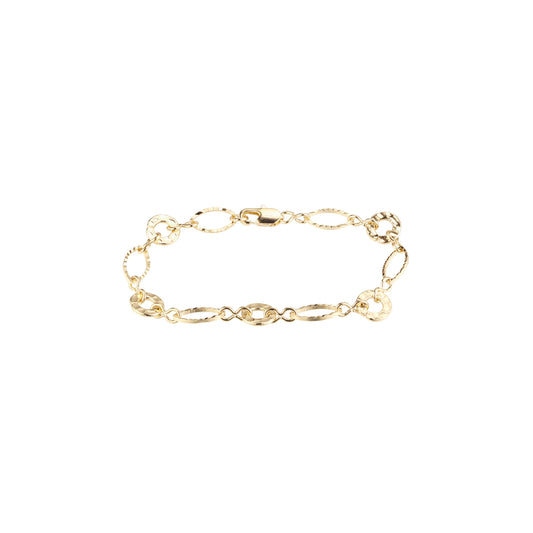 Fancy link bracelets plated in 14K Gold, Rose Gold colors