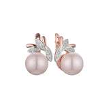 Pearl earrings in 14K Gold, Rose Gold, two tone plating colors