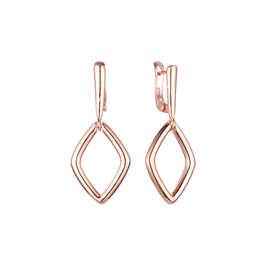 Pendientes Rombo en Oro de 14K, baño de Oro Rosa colores