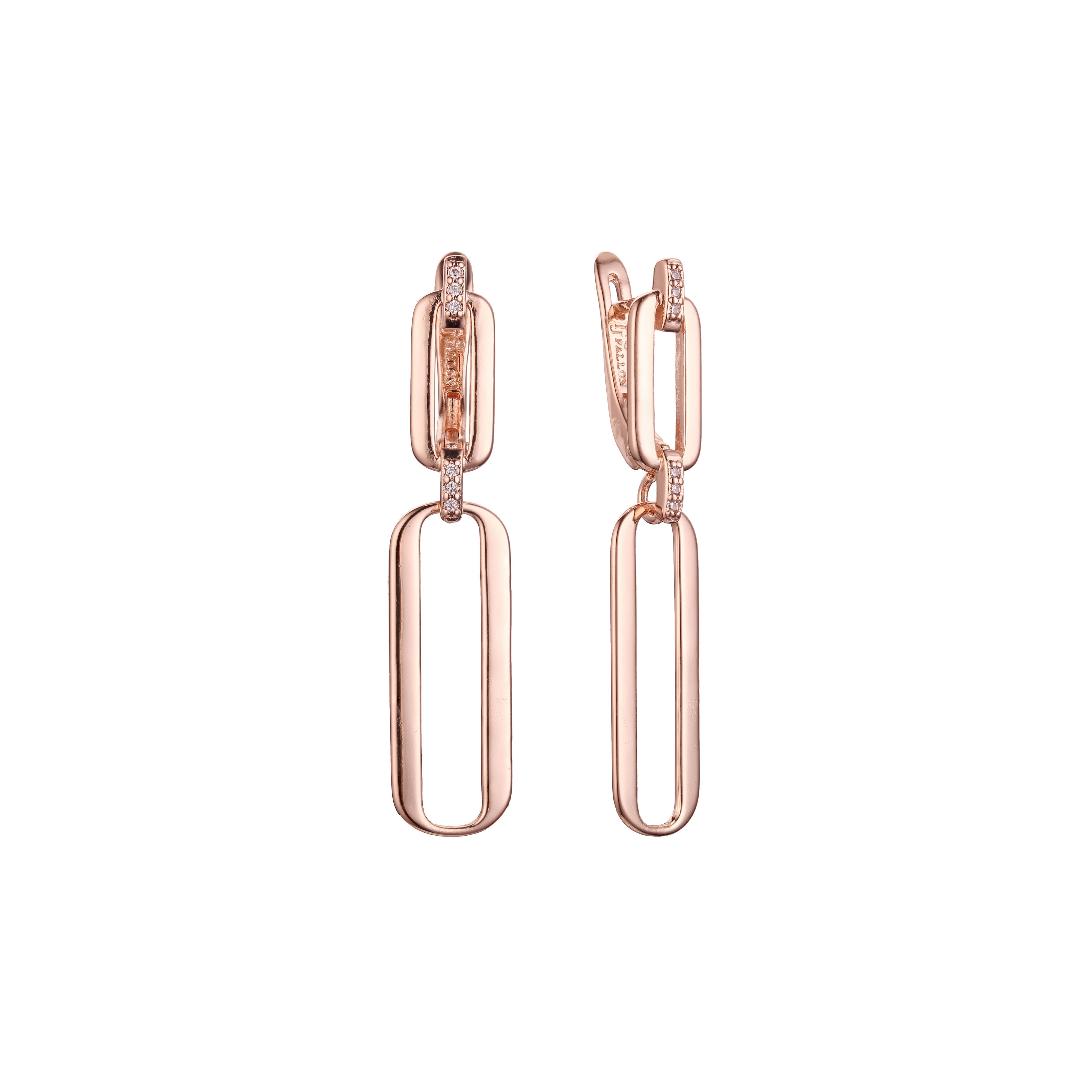 Aretes de clip en Oro 14K, oro rosa, baño de dos colores