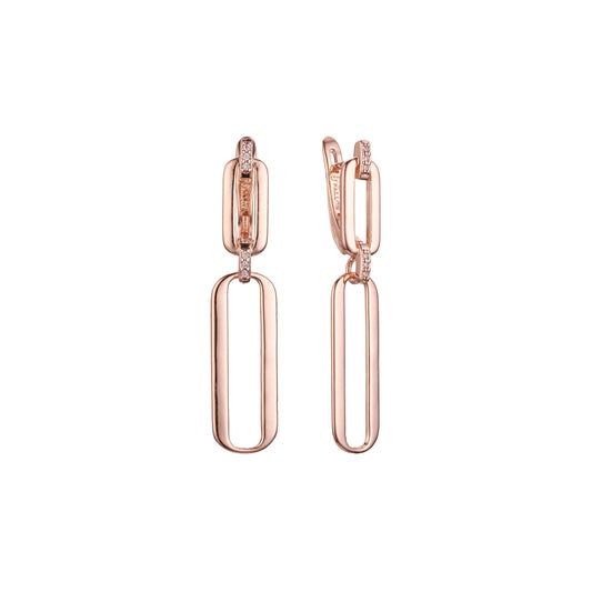 Brincos de clipe em ouro 14K, ouro rosa, duas cores de revestimento