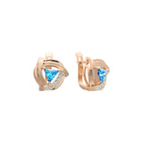 Solitaire triangular earrings in Rose Gold, two tone plating colors