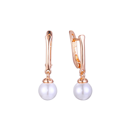 Aretes de Perlas en Oro de 14K, colores baño de Oro Rosa