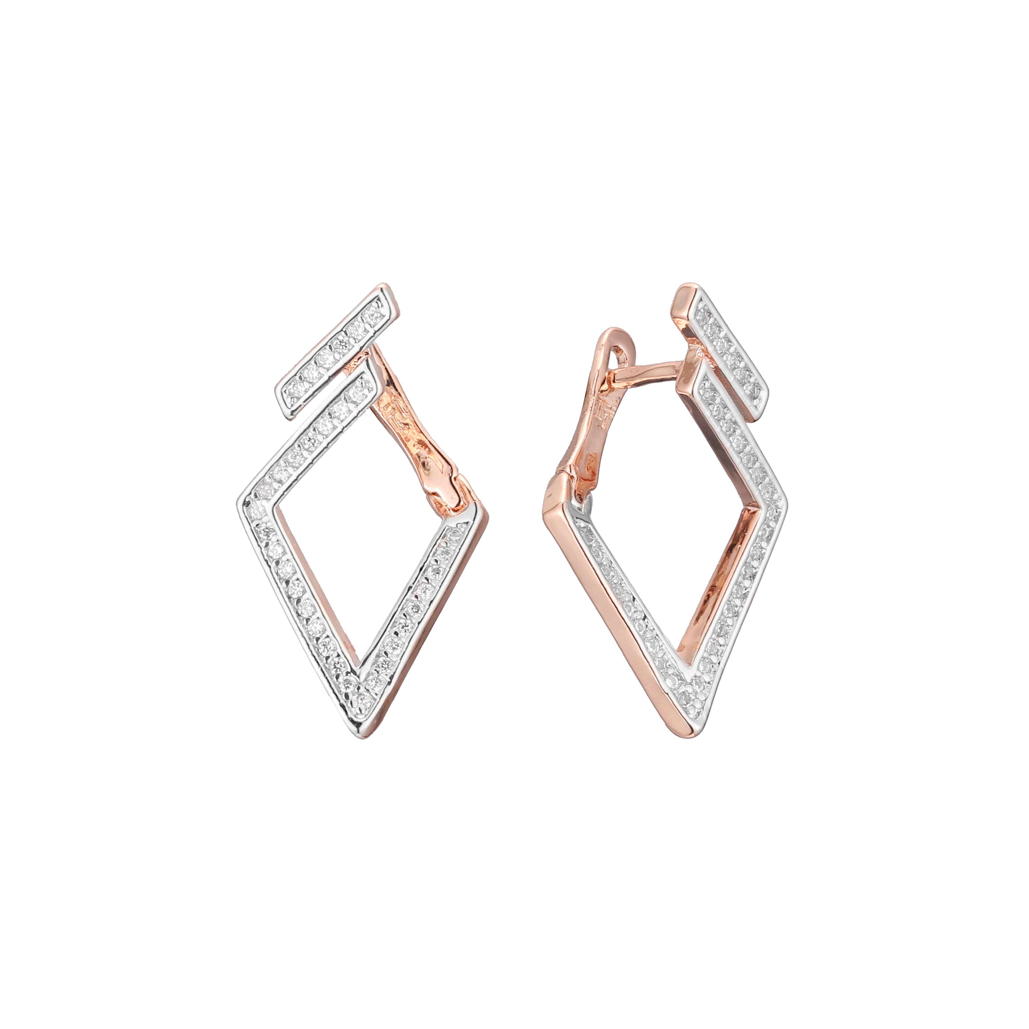 Cluster earrings in 14K Gold, Rose Gold, two tone plating colors