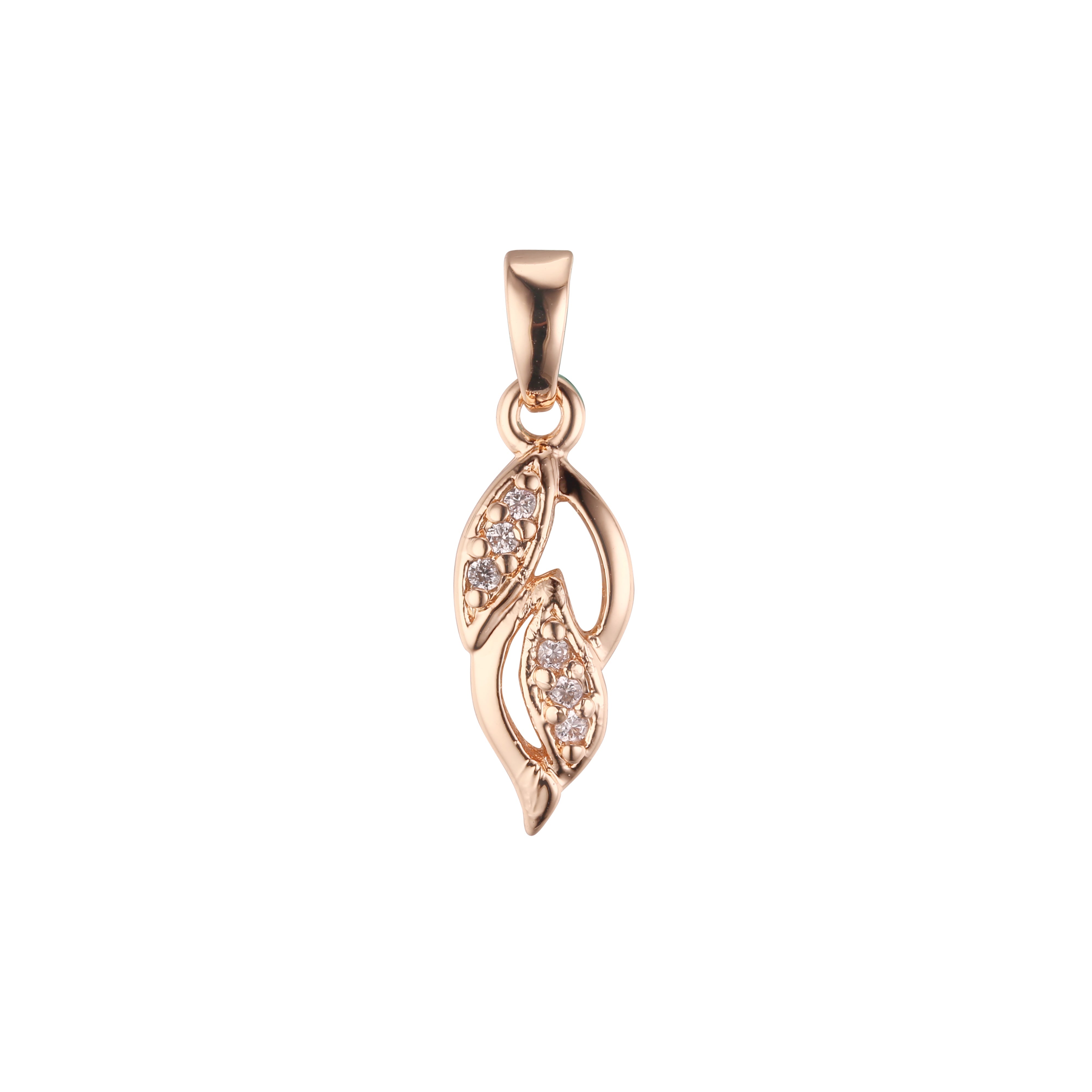 Leaves and Leaves life cluster white CZs Rose Gold, White Gold pendant