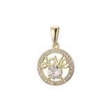 Halo love com pingente solitário em ouro branco cz 14K