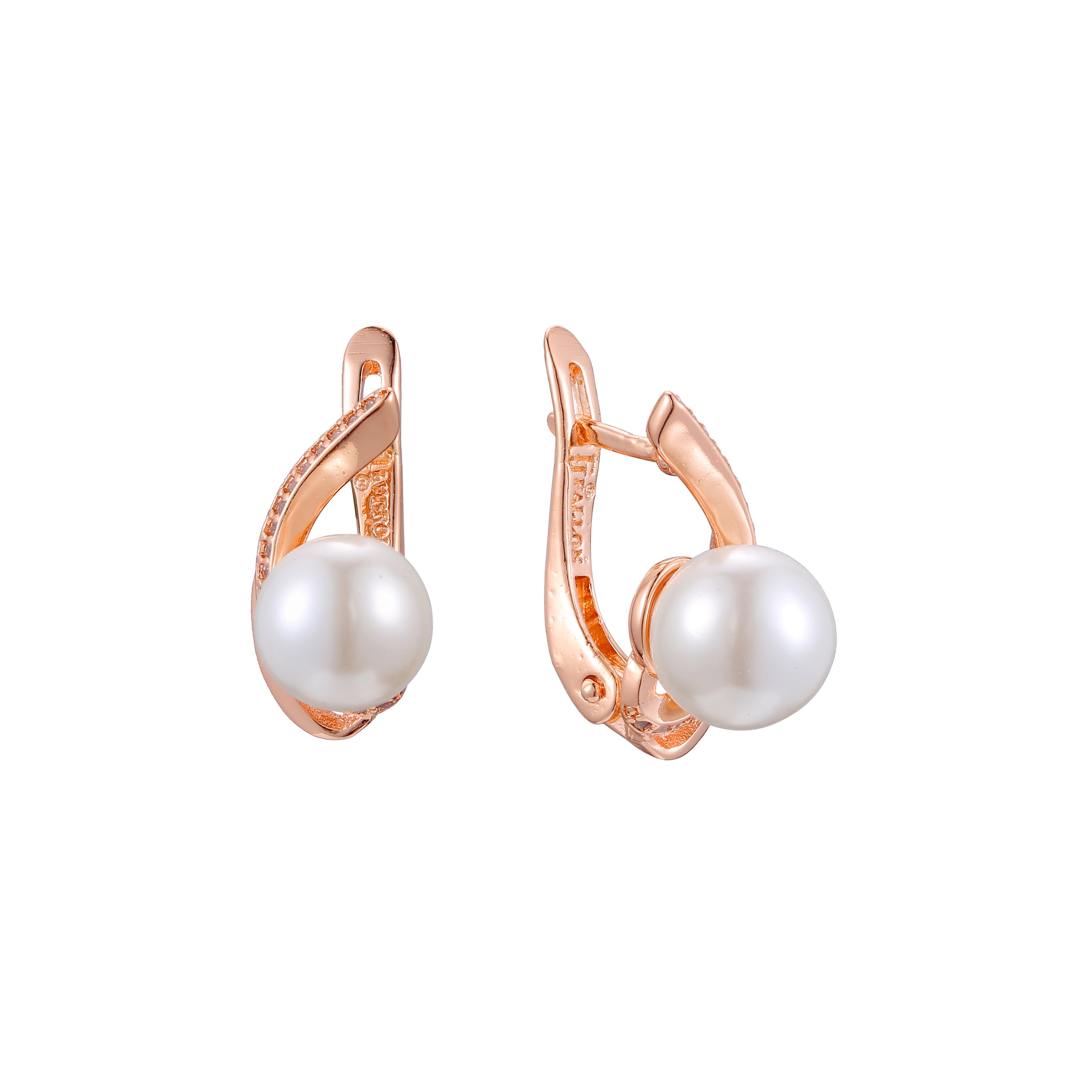 Aretes de perlas en Oro 14K, Oro Rosa, baño en dos colores