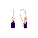 Rose Gold wire hook solitaire teardrop earrings