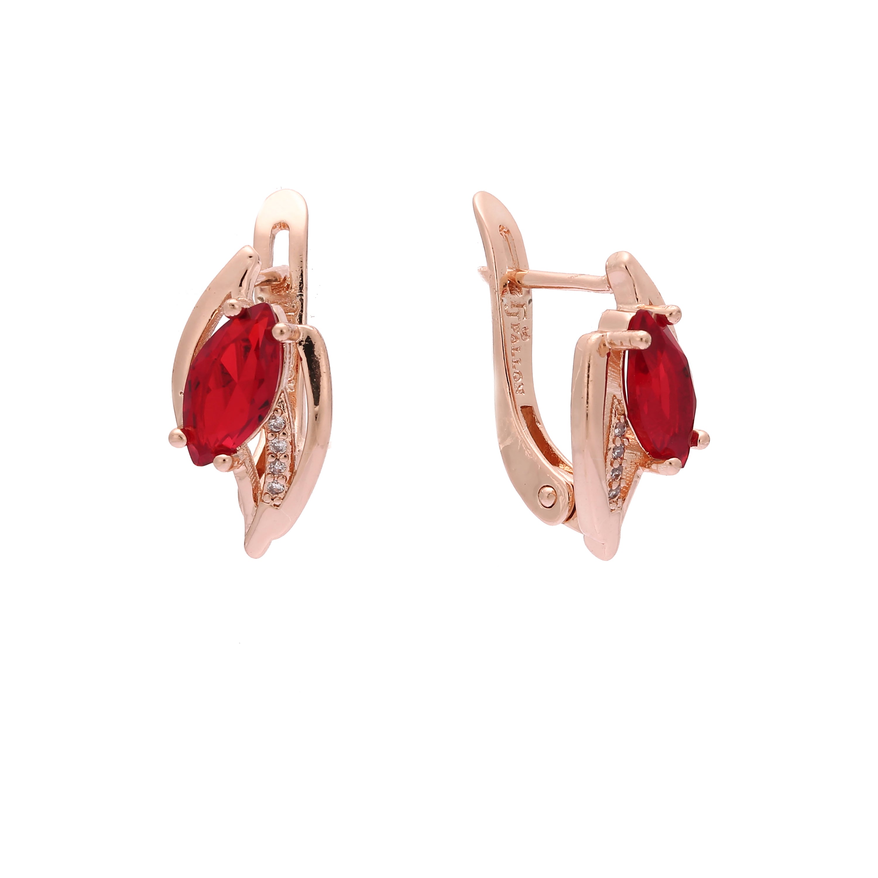 Solitaire Marquise paved colorful CZ Rose Gold earrings