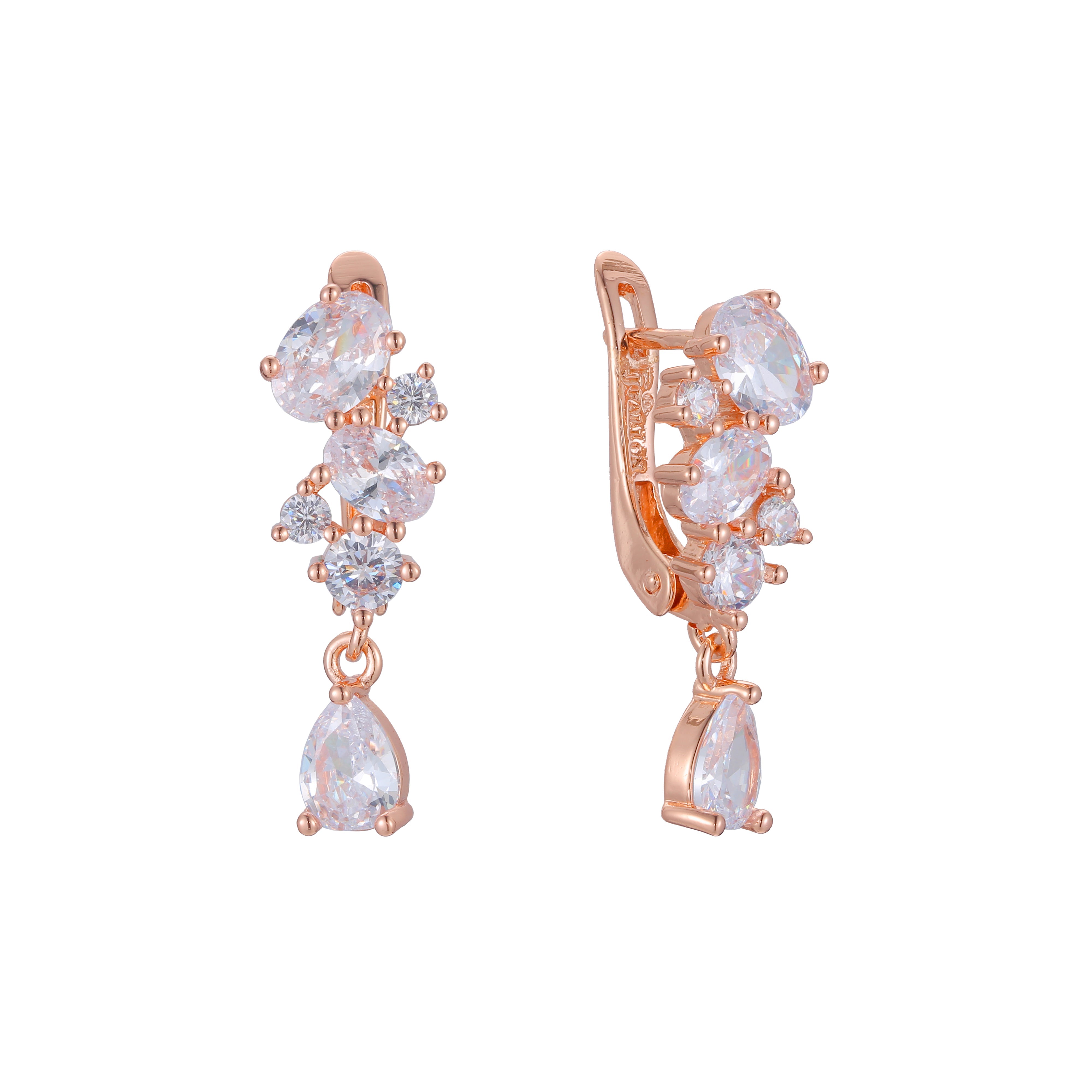 Cluster earrings in 14K Gold, Rose Gold plating colors