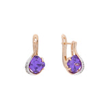 Aretes Solitario Rombo en Oro 14K, Oro Rosa, baño de dos tonos