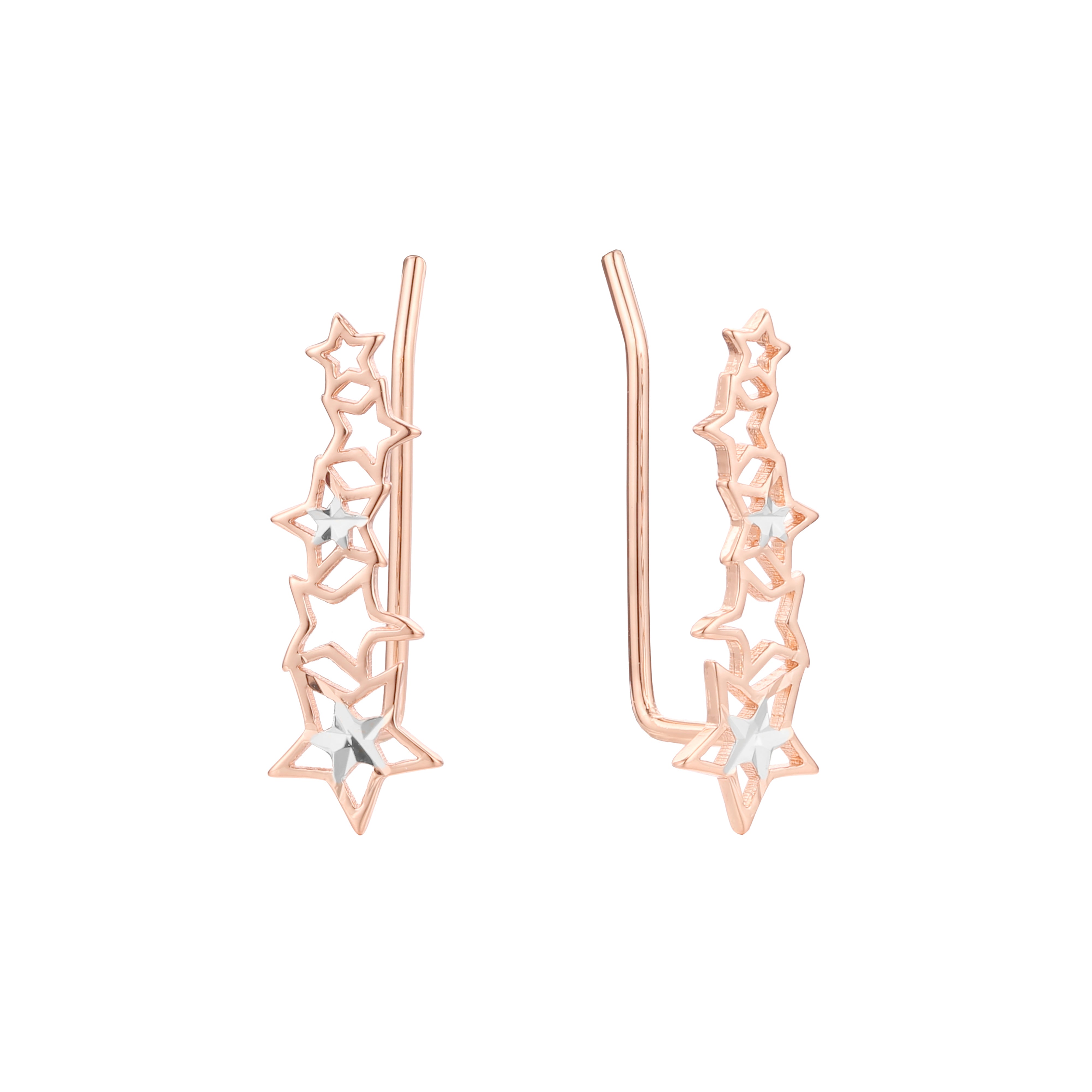 Stars crawler earrings in 14K Gold, Rose Gold, two tone plating colors