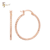 Twisted rope textured 14K Gold, Rose Gold, White Gold Hoop earrings