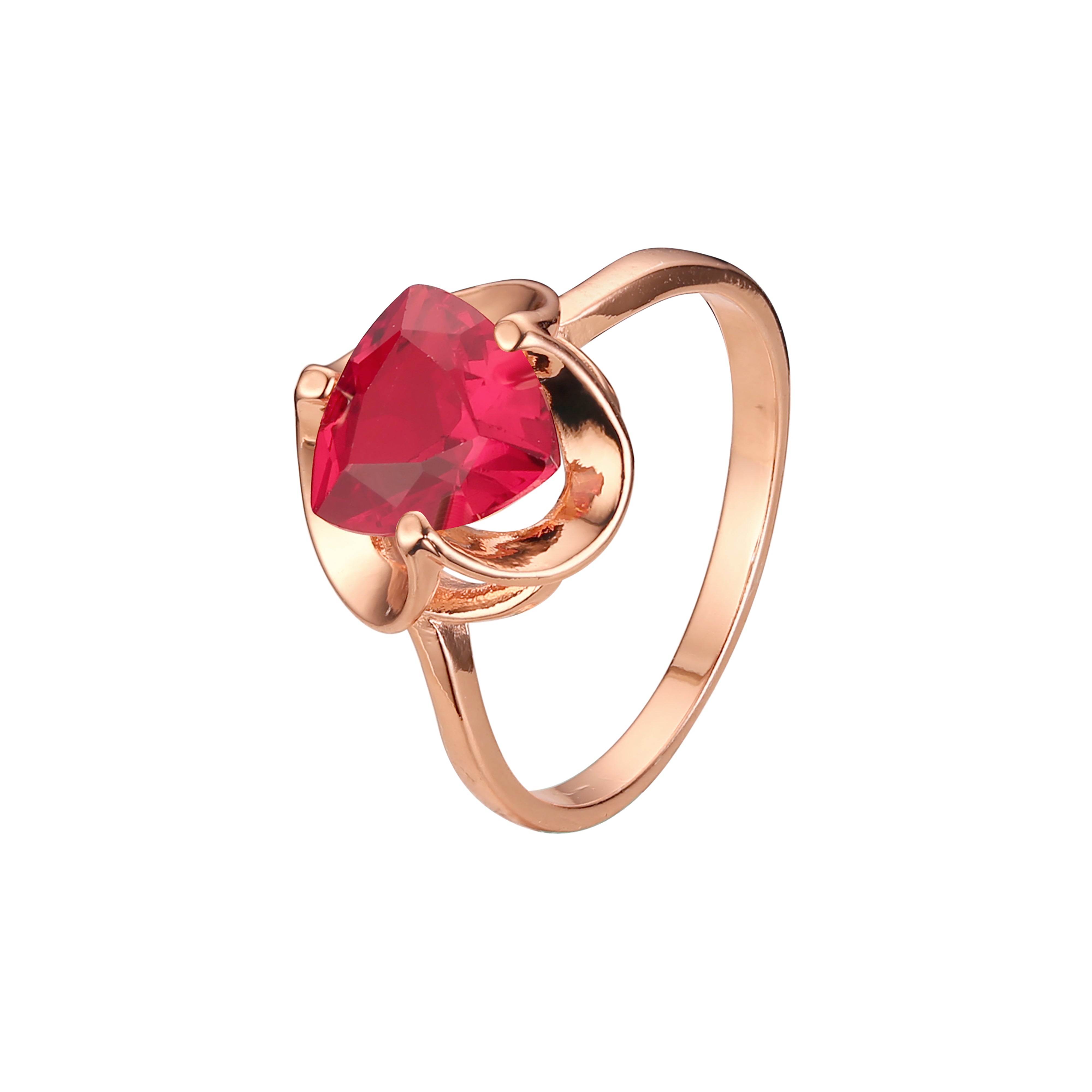 Solitaire triangle stone rings in 14K Gold, Rose Gold plating colors