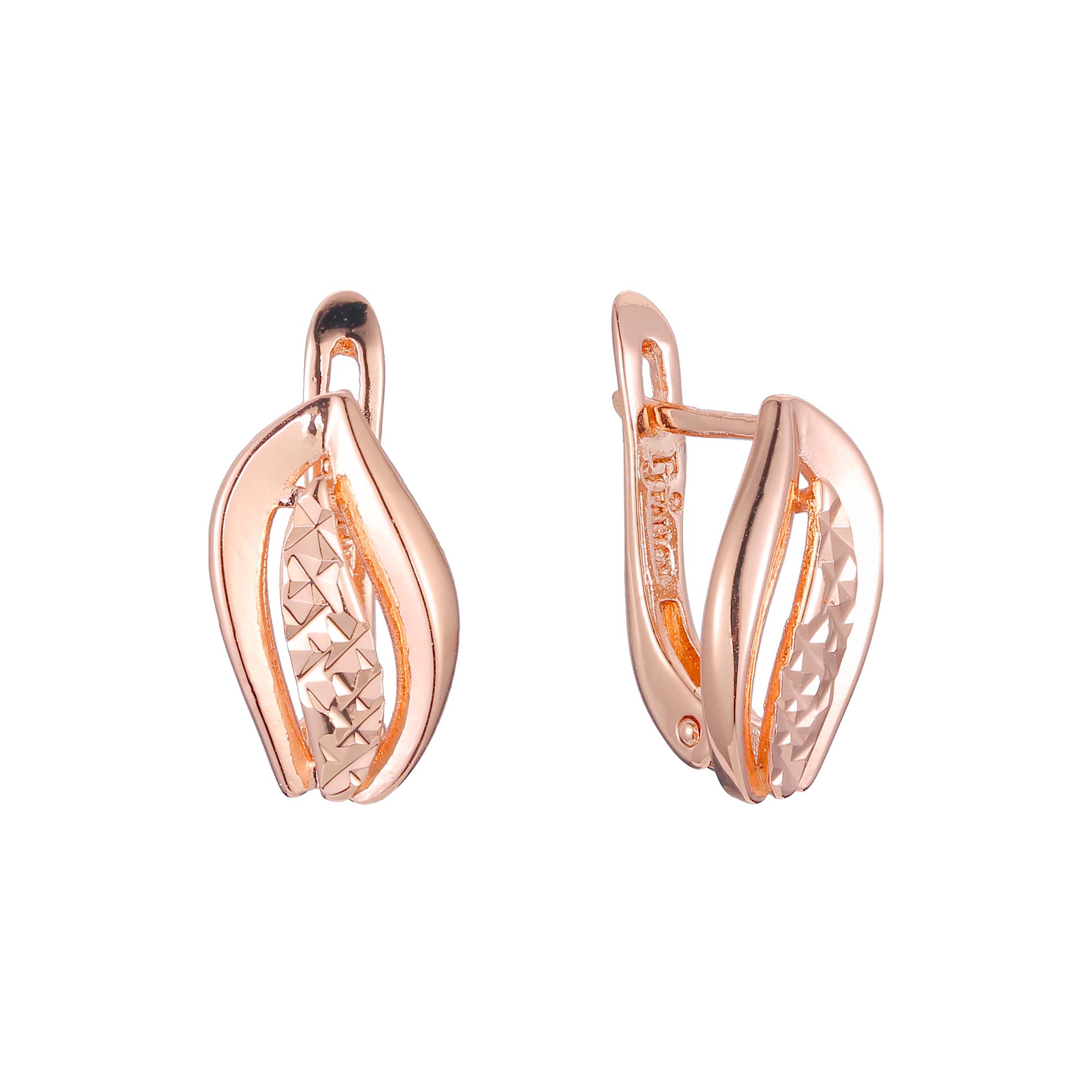 Aretes de llama enchapados en Oro de 14K, Oro Rosa, dos tonos