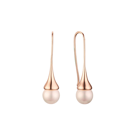 Rose Gold wire hook pearl earrings